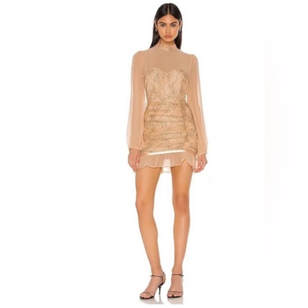 Privacy Please Jasmyn Mini Dress in Nude & Black Size Medium